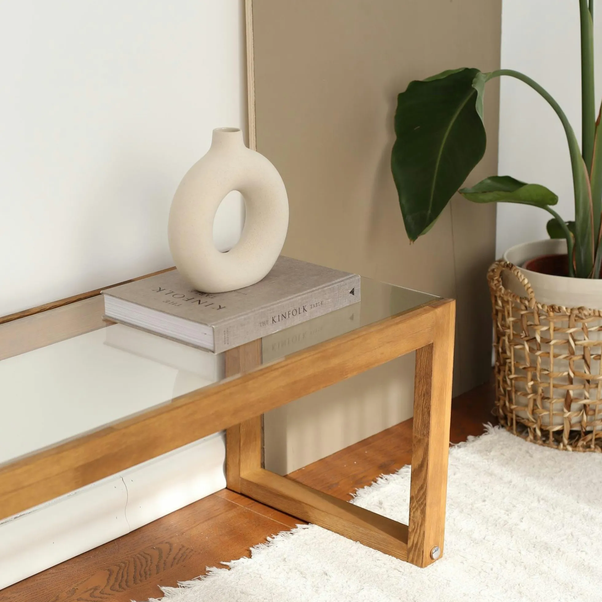 Meuble TV bois brun et verre - 130 cm, moderne LHASA