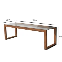Meuble TV bois brun et verre - 130 cm, moderne LHASA