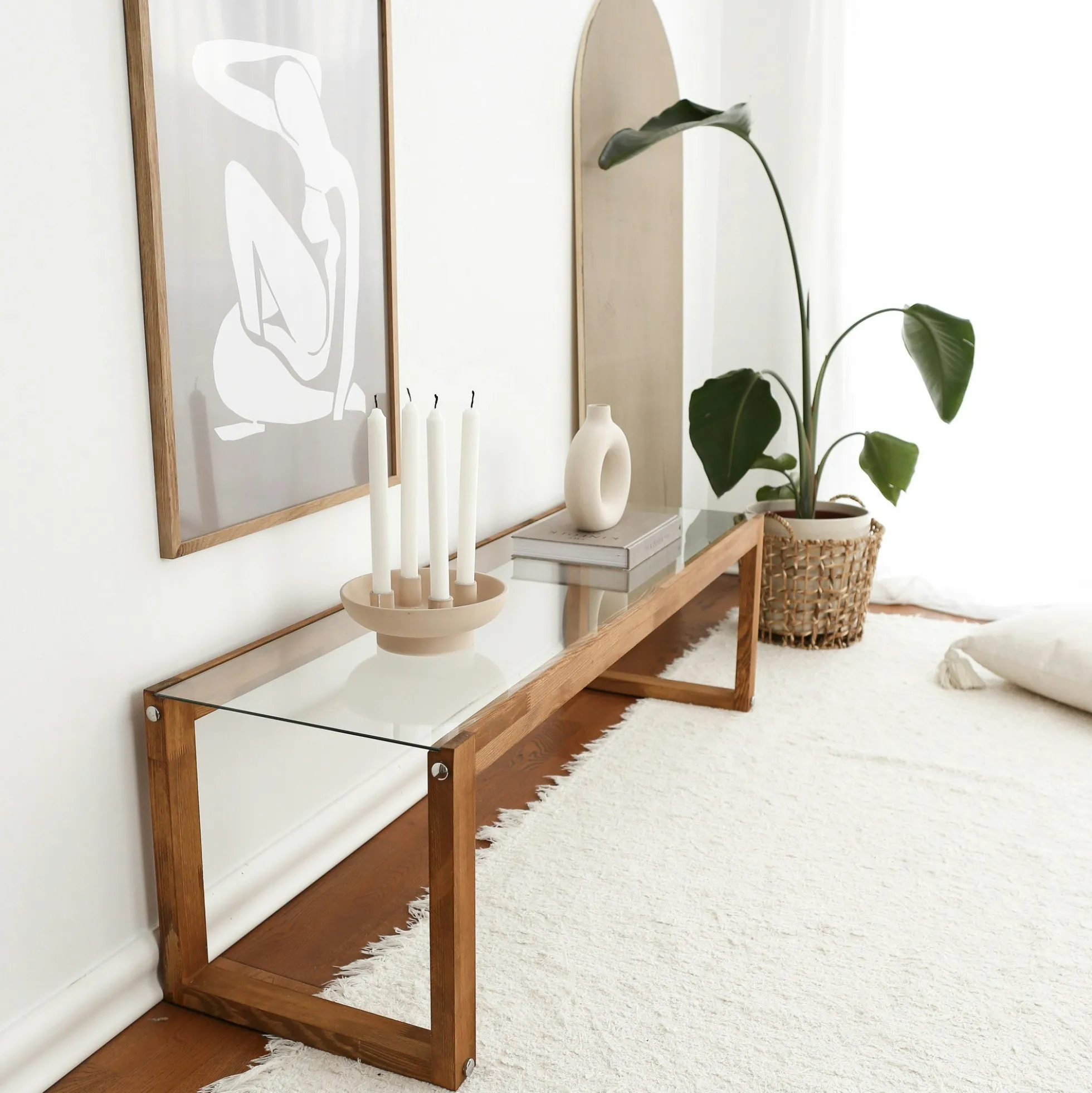 Meuble TV bois brun et verre - 130 cm, moderne LHASA