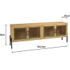 Meuble TV bois clair 4 portes vitrées contour vert BAGAN