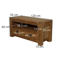 Meuble TV bois de chêne 2 tiroirs FJORD