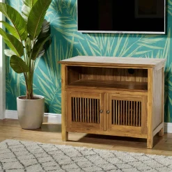 Meuble TV bois de teck 2 portes BISHO