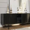 Meuble TV bois noir 4 portes rainurées 210 cm CORTINA