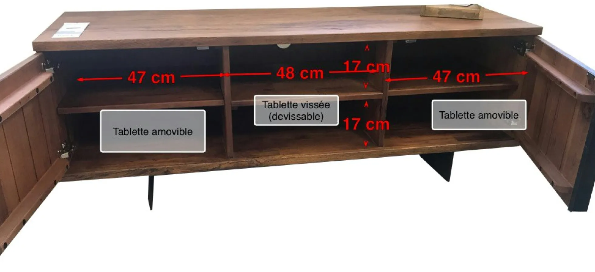 Meuble TV bois 2 portes 150 cm OKA