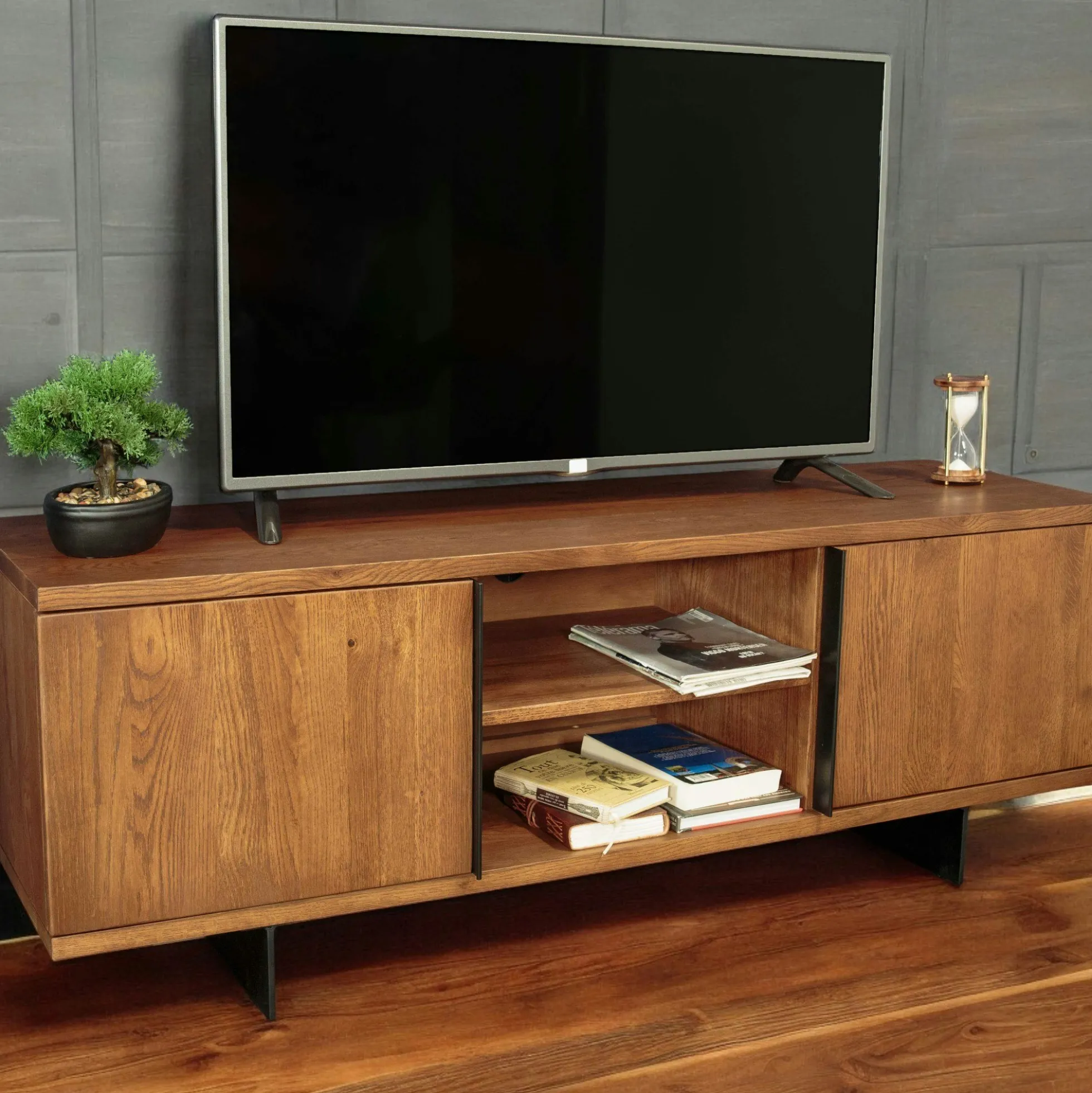 Meuble TV bois 2 portes 150 cm OKA
