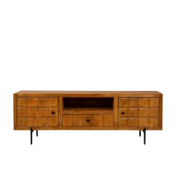 Meuble TV bois 2 portes décor damier UDA