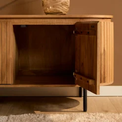 Meuble TV bois rainuré ovale 4 portes CALERO