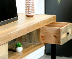 Meuble TV bois recyclé double plateau BRISBANE