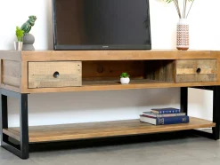 Meuble TV bois recyclé double plateau BRISBANE