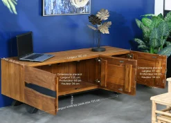Meuble tv bois recyclé teck laque noire BARBADE