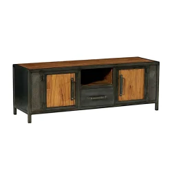 Meuble tv bois recyclé teck métal vieilli CLEVELAND