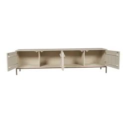 Meuble TV bois sable 4 portes rainurées CORTINA