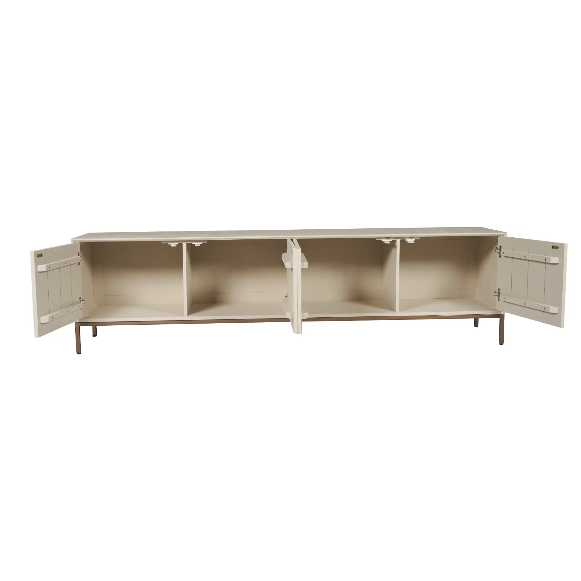 Meuble TV bois sable 4 portes rainurées CORTINA