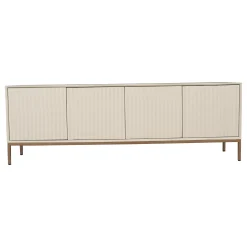 Meuble TV bois sable 4 portes rainurées CORTINA
