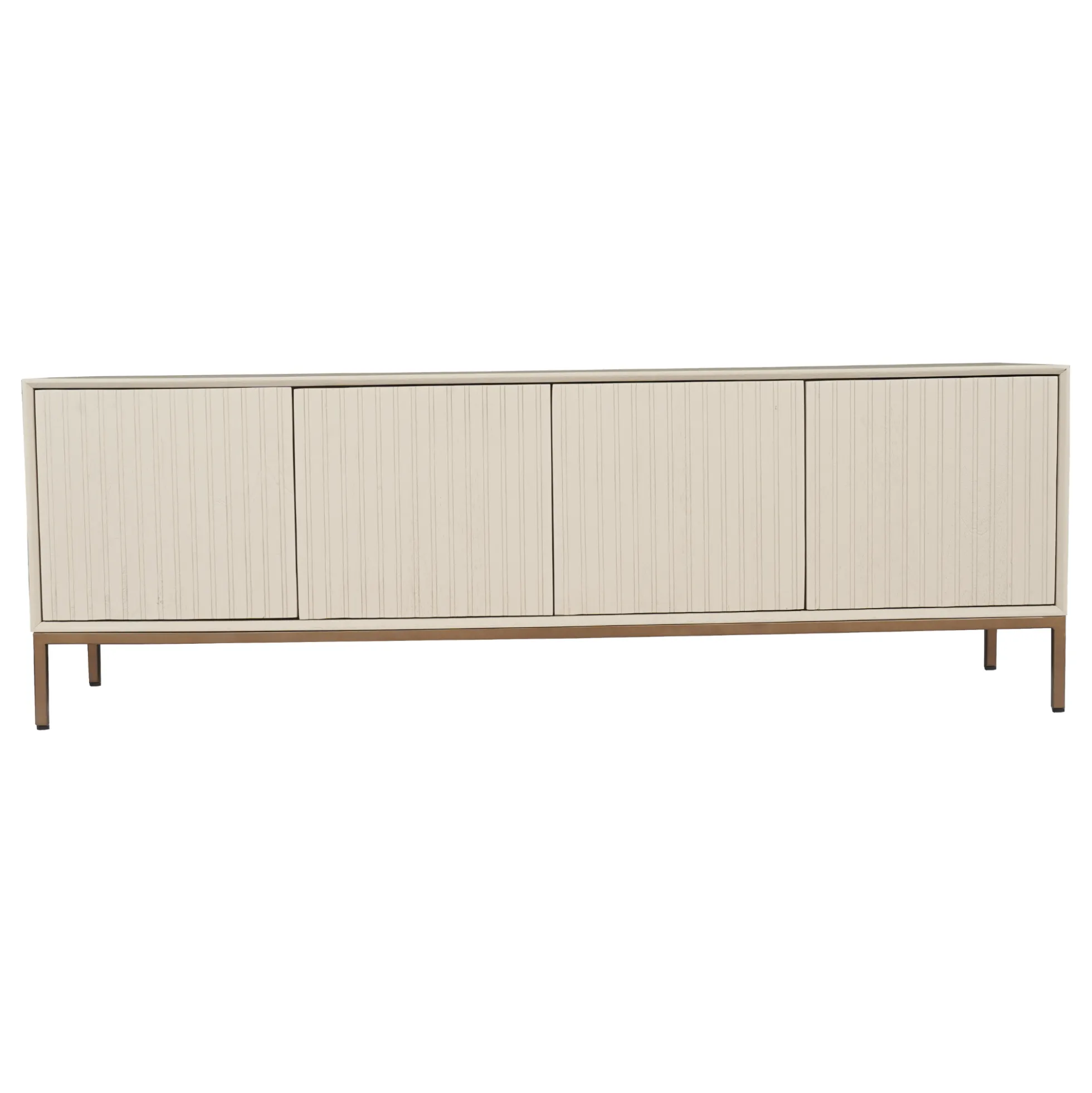 Meuble TV bois sable 4 portes rainurées CORTINA