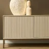 Meuble TV bois sable 4 portes rainurées 210 cm CORTINA