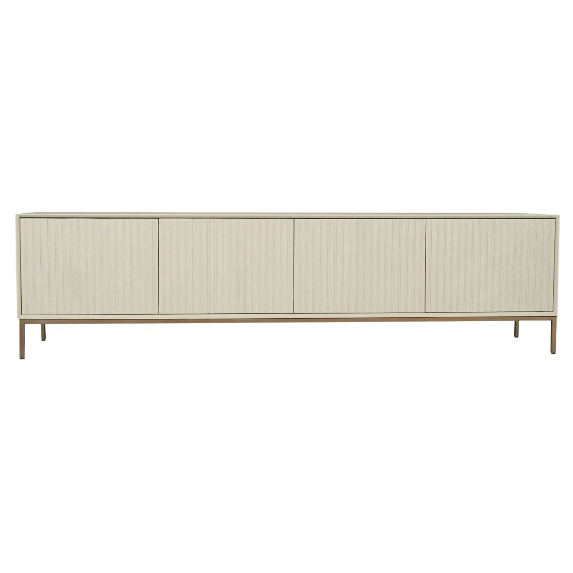 Meuble TV bois sable 4 portes rainurées 210 cm CORTINA