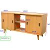 Meuble TV / Buffet Hévéa 3 portes coulissantes 140x45x74cm SIXTIES