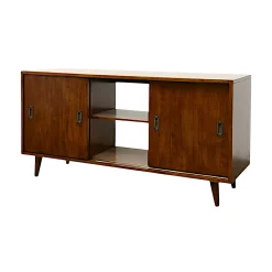 Meuble TV / Buffet Hévéa 3 portes coulissantes 140x45x74cm SIXTIES