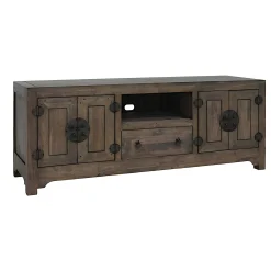 Meuble TV chinois asiatique 4 portes 1 tiroir hévéa 160cm MAORI