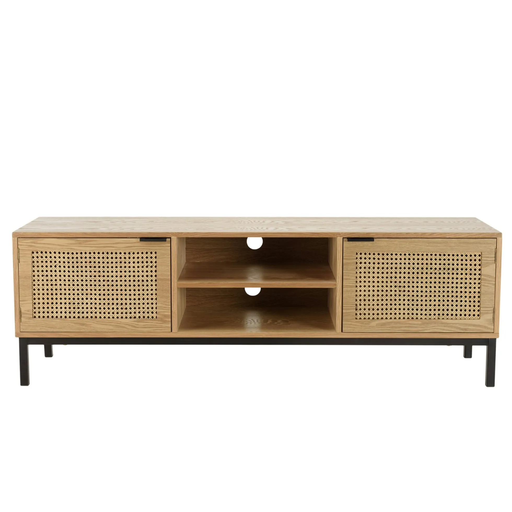 Meuble TV 147 cm 2 portes cannage rotin naturel PALMA