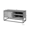 Meuble TV compact en bois clair et métal noir 1 porte RIVANO
