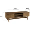 Meuble TV couleur naturelle 2 tiroirs motif arrondi 2 niches CORIA