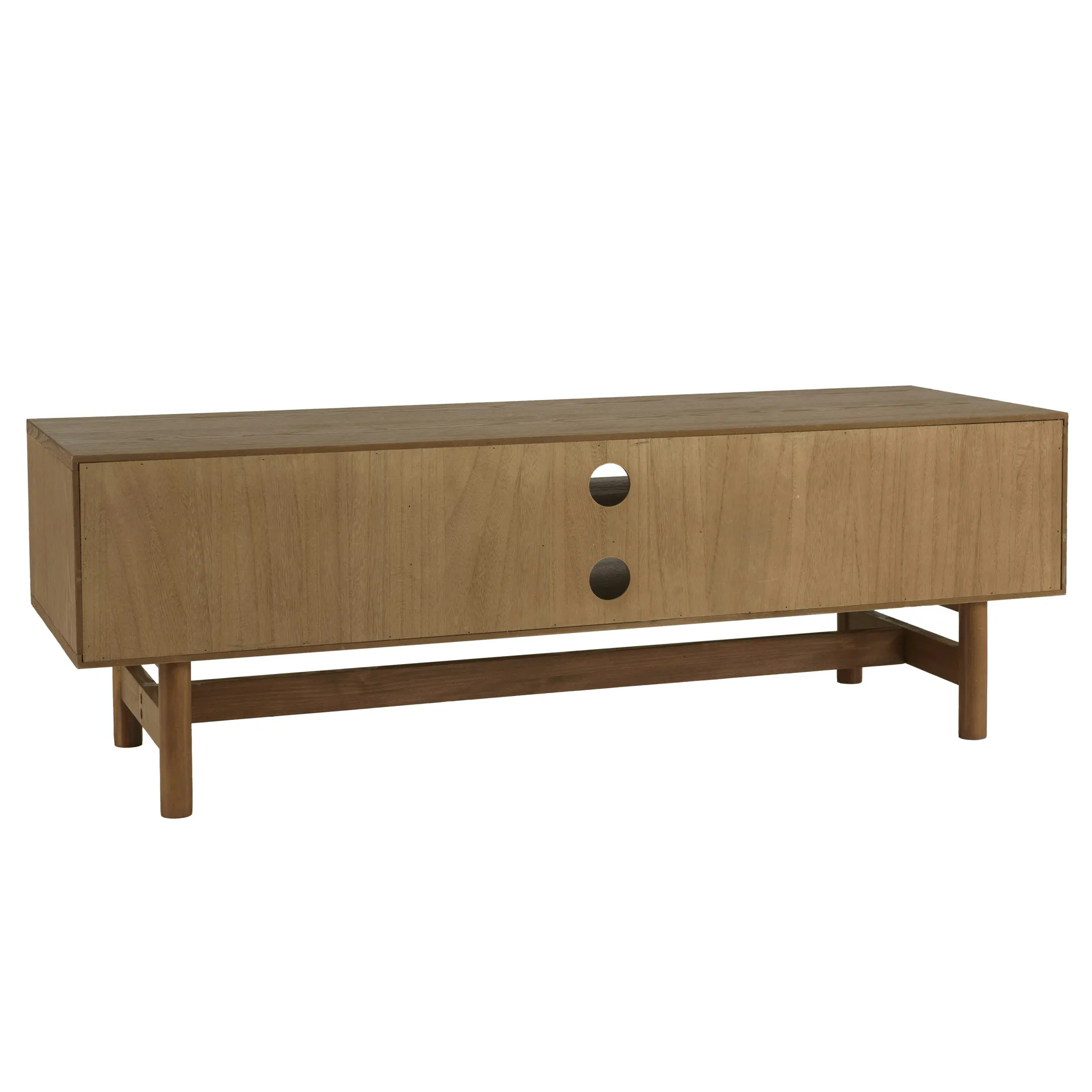 Meuble TV couleur naturelle 2 tiroirs motif arrondi 2 niches CORIA