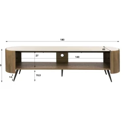 Meuble TV céramique 2 plateaux et pieds obliques ASCOLI