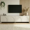 Meuble TV crème 4 portes motif arches MARFA