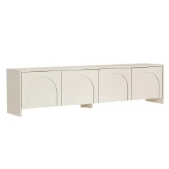 Meuble TV crème 4 portes motif arches MARFA