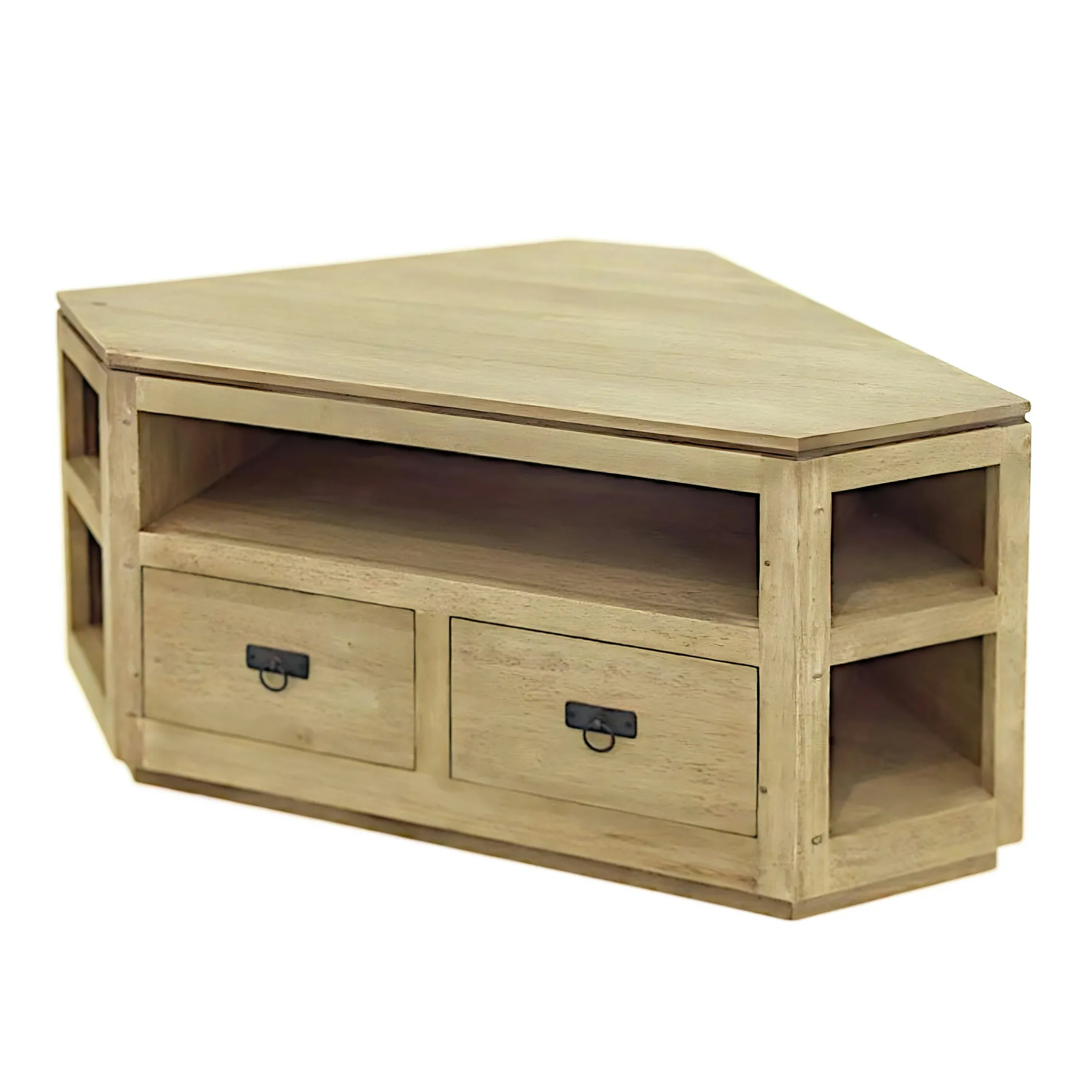 Meuble TV d'angle hévéa 120cm HELENA