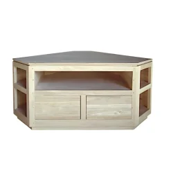 Meuble TV d'angle hévéa 120cm HELENA