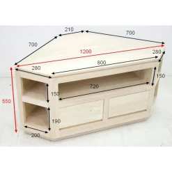 Meuble TV d'angle hévéa 120CM OLGA