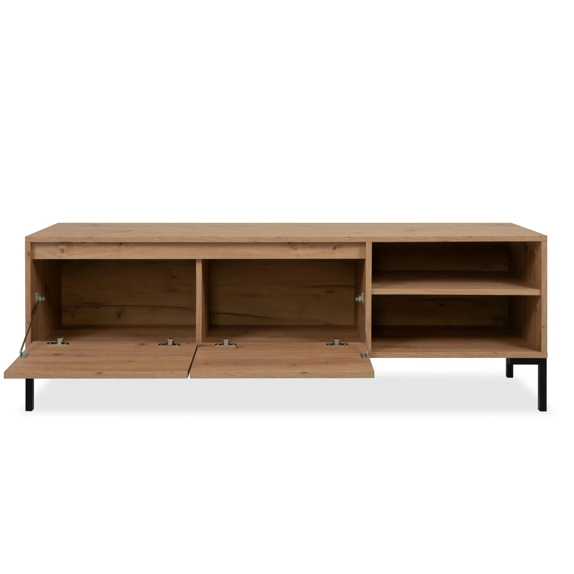 Meuble TV décor bois 2 portes 2 niches KARVI