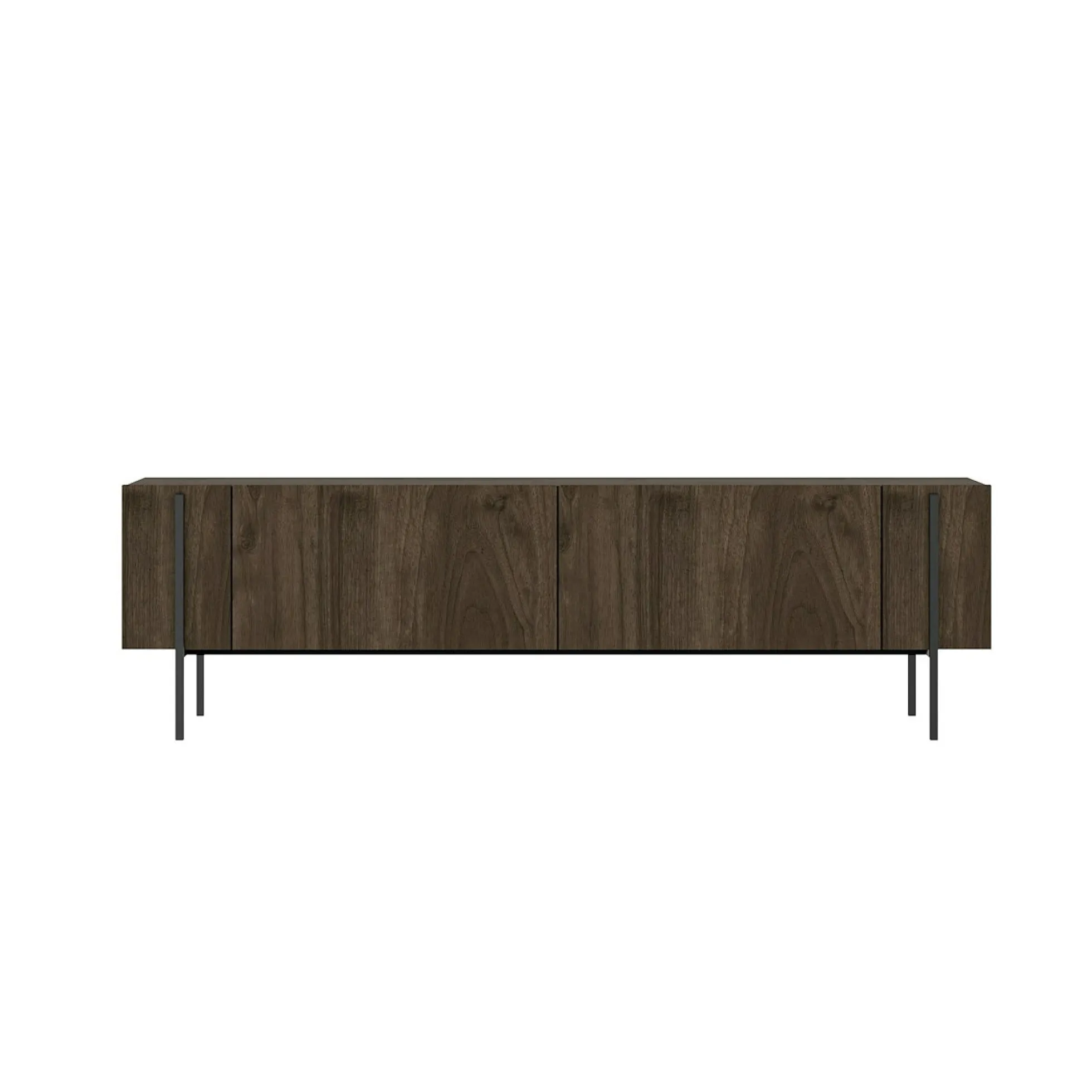Meuble TV design effet bois foncé pieds noirs baguette JENA