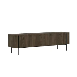 Meuble TV design effet bois foncé pieds noirs baguette JENA