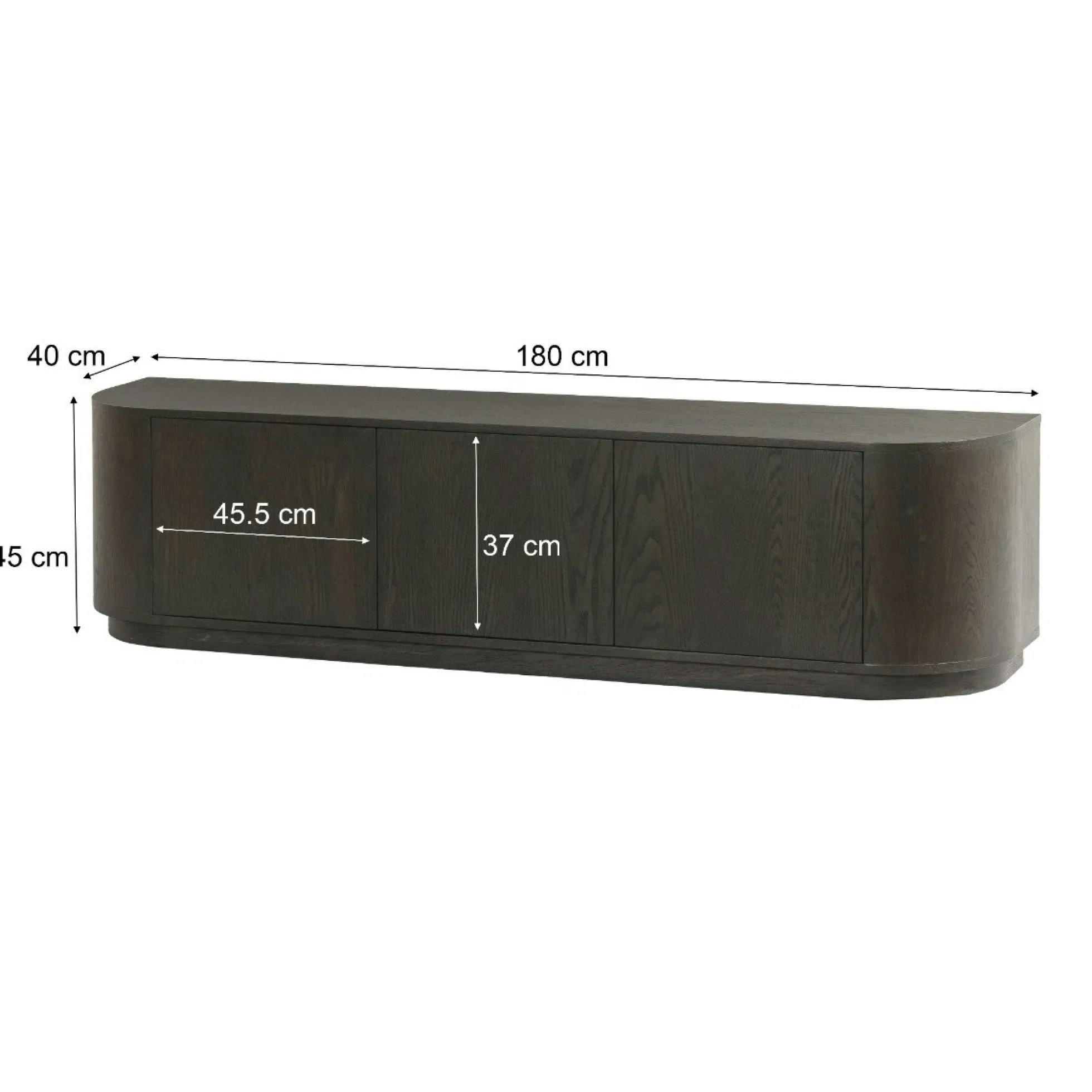 Meuble TV design en chêne brun 3 portes 180 cm LOREN