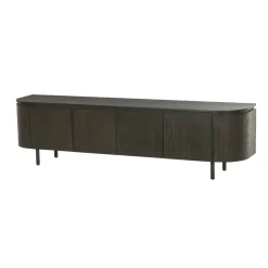 Meuble TV design en chêne brun 4 portes LOREN