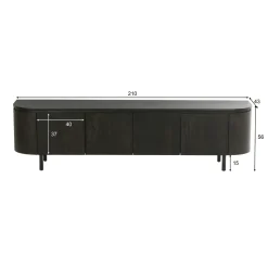 Meuble TV design en chêne brun 4 portes LOREN