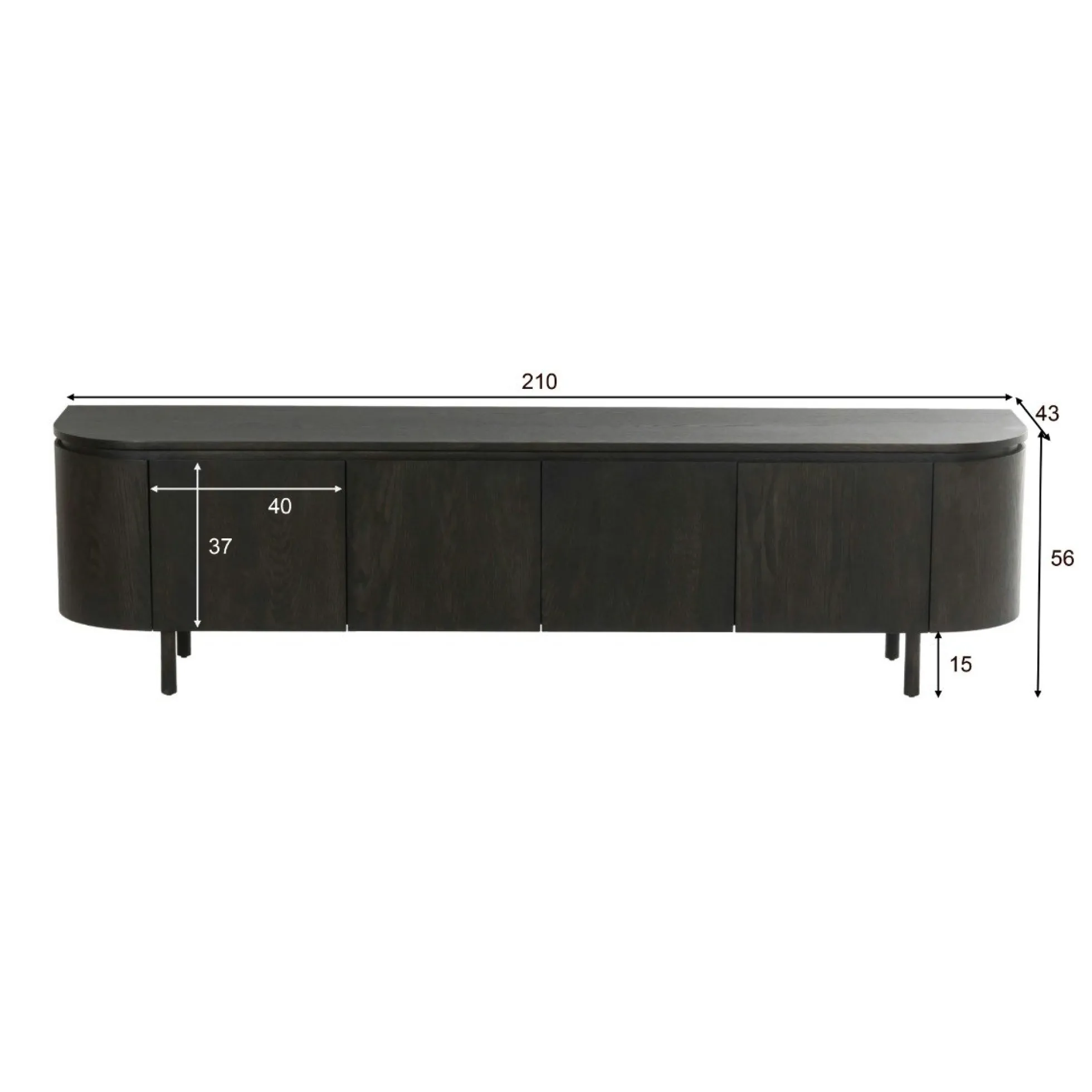 Meuble TV design en chêne brun 4 portes LOREN