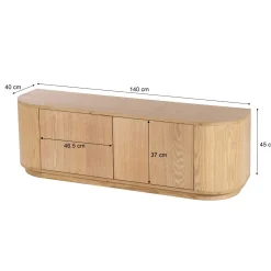 Meuble TV design en chêne clair 2 portes LOREN