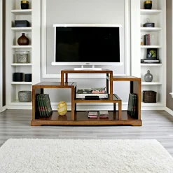 Meuble TV destructuré Hévéa double faces, 4 niches 150x45x75cm MAORI