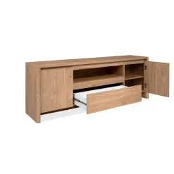 Meuble TV effet bois 2 portes 1 tiroir ALVA