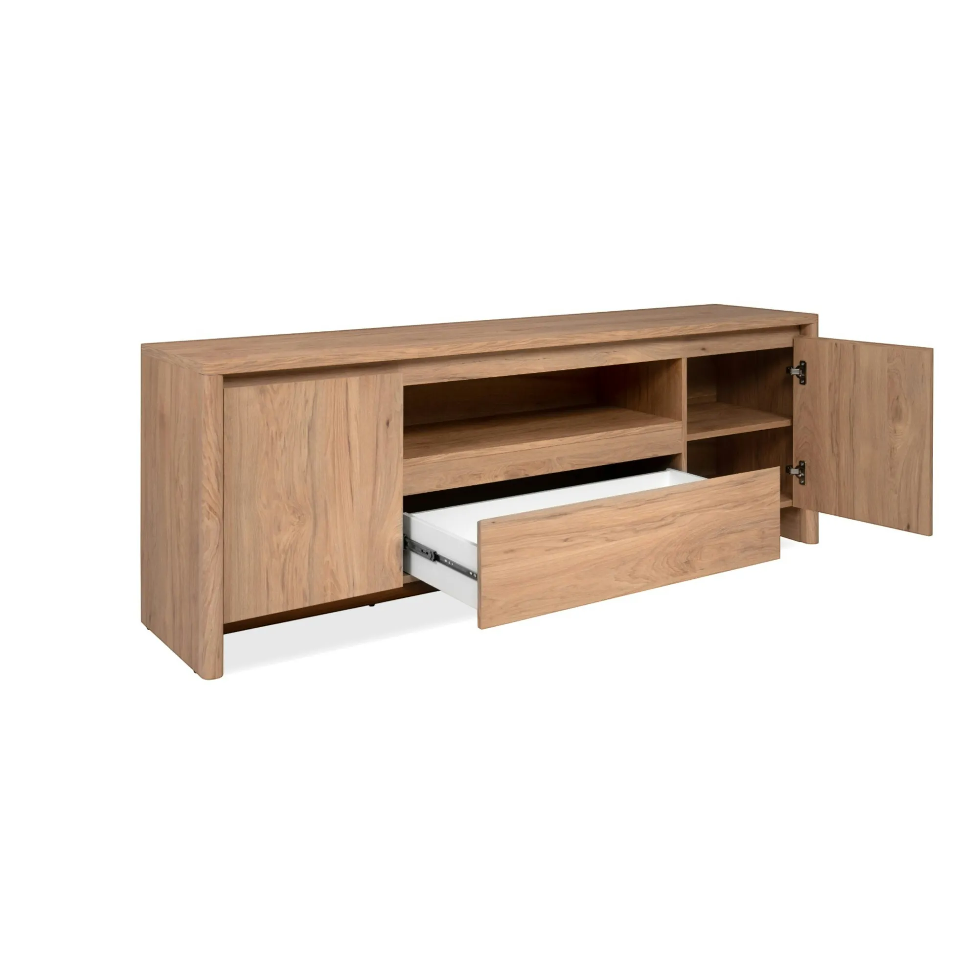 Meuble TV effet bois 2 portes 1 tiroir ALVA