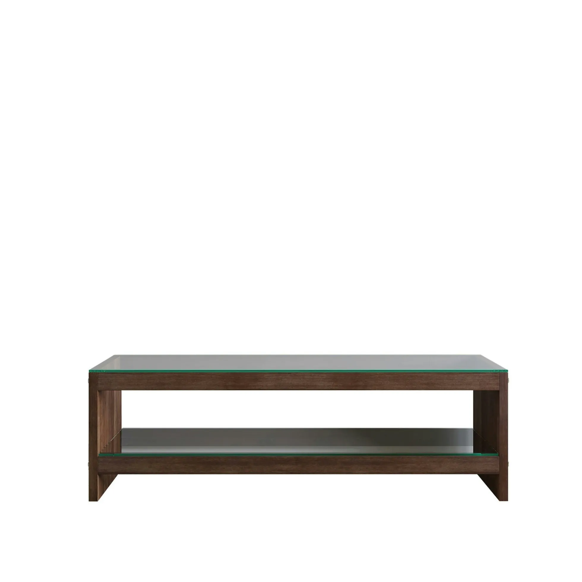 Meuble TV en bois brun et verre - 140 cm LHASA
