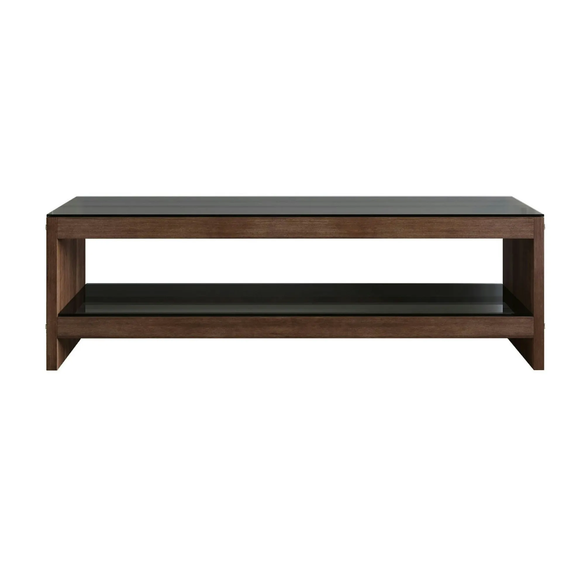 Meuble TV en bois brun et verre fumé - LHASA