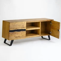 Meuble TV en bois d'acacia 2 portes CANYON
