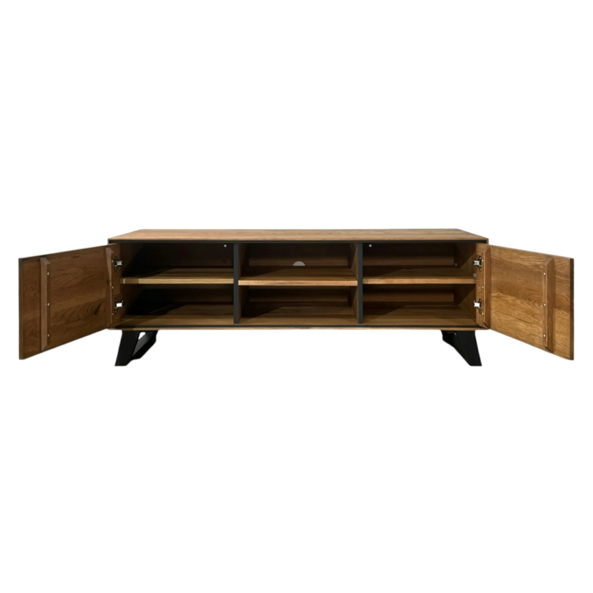 Meuble tv en bois de chêne brun et pieds obliques PALERME
