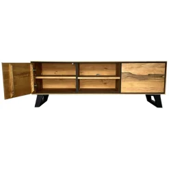 Meuble tv en bois de chêne huilé et pieds obliques PALERME